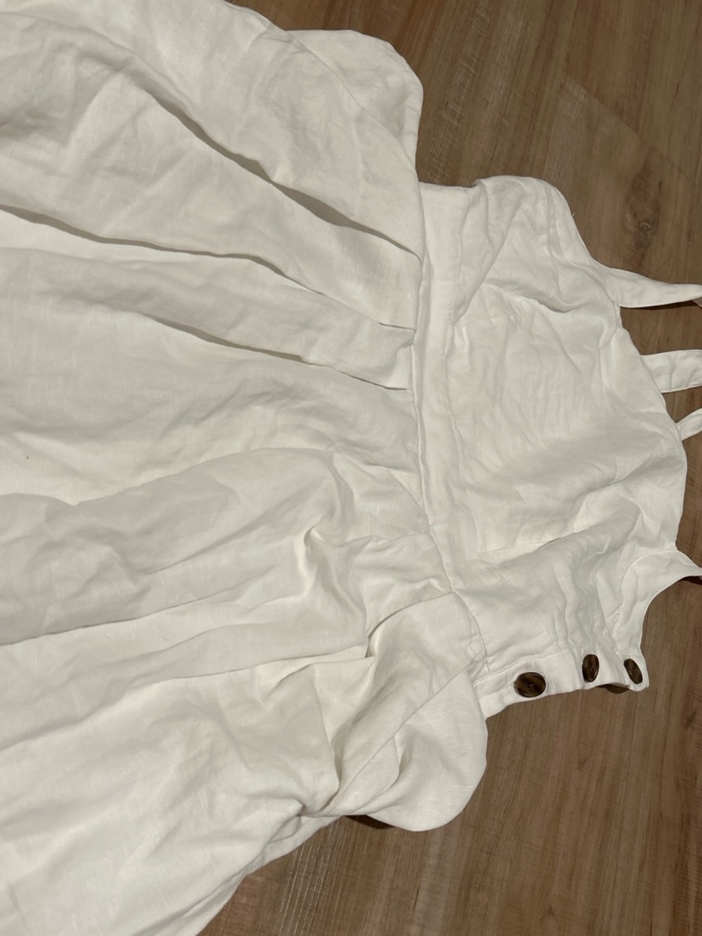 GAP White Linen Halter Midi Dress with Side Buttons - Picture 2 of 4
